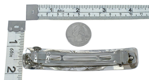 Genuine Sterling Silver Patterned Navajo Hair Barrette JX131027